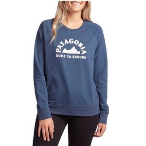 Patagonia Navy Crewneck organic Cotton with Mountain Design size L